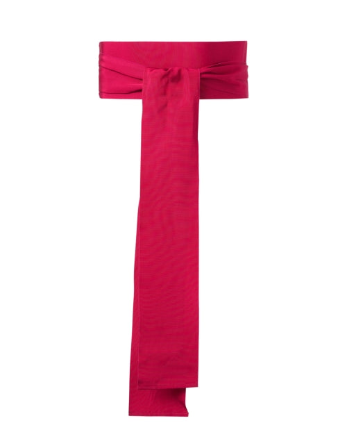 Stylish Magenta Wide Ribbed Cotton Blend Self - Tie Belt