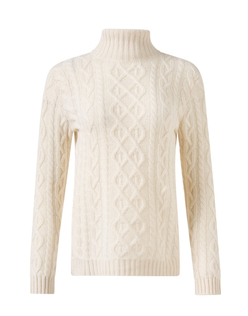 Luxurious Cream 100% Cashmere Cable Knit Turtleneck Sweater