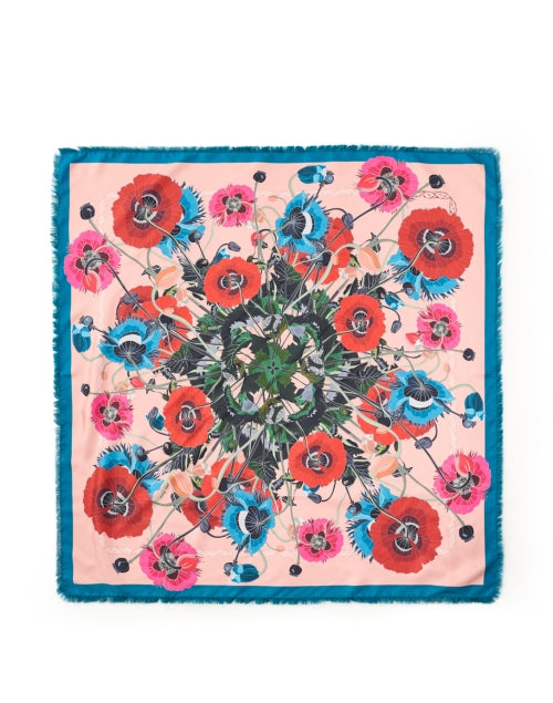 Franco Ferrari Reversible Silk Scarf in Playful Pink and Blue Floral Design