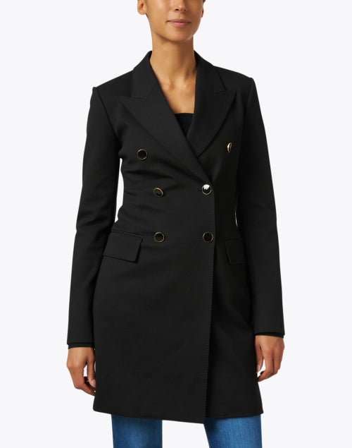 Stylish Black Double - Breasted Longline Jacket for Fall