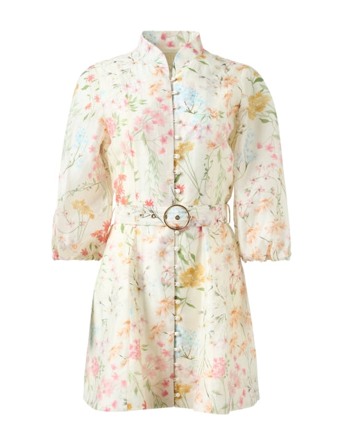 Ivory Floral Printed Women's Mini Dress - Valencia Style