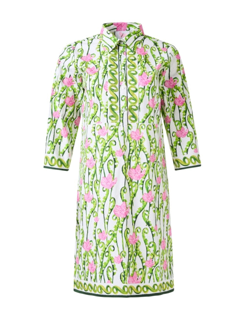 Stylish Pink and Green Floral Shift Dress for New Season