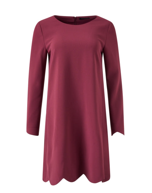 Ruoda Women's Red Mini Shift Dress with Scalloped Trim