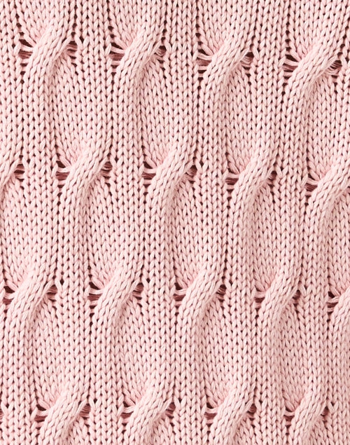 Charming Pink Cotton Cable Knit Sweater for Women