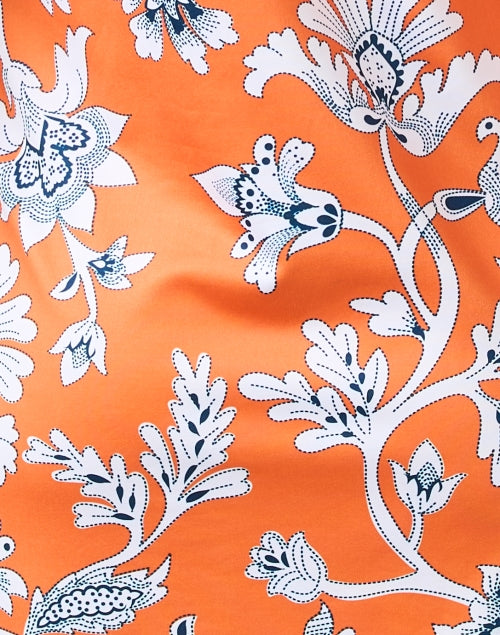Gretchen Scott Orange and Periwinkle Floral Print Women's Tunic-Style Dress
