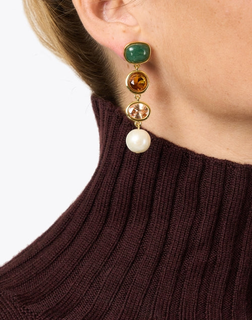 Palette Multi Gemstone and Freshwater Pearl Drop Earrings for Women's Jewelry