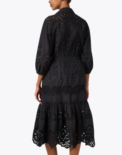 Stylish Hutton Black Eyelet Women's Shirt Dress for Elegant Occasions
