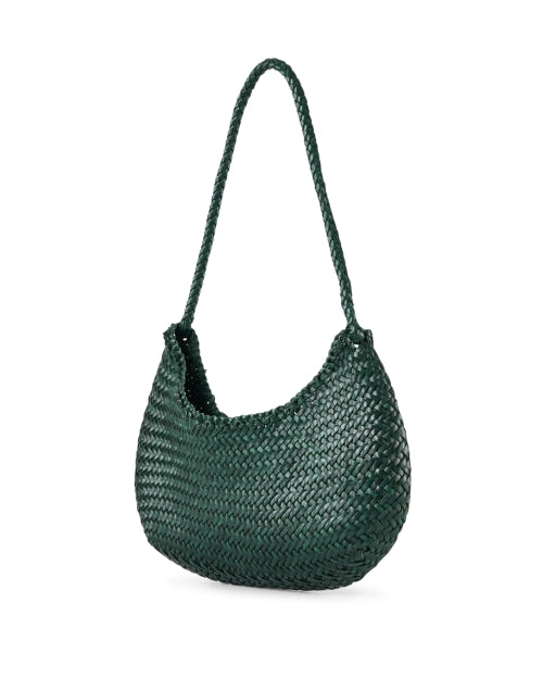 Exquisite Tonal Green Woven Leather Nova Luna Shoulder Bag