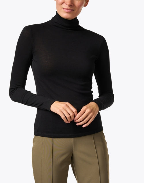 Vince Men's and Women's Black Turtleneck Top Made of Soft Cotton Jersey