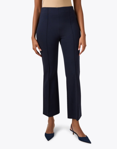 Seventy's Navy-Colored Stretchable Flare-Leg Trousers for Everyday Wear