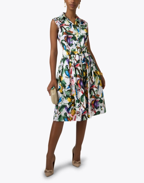 Stylish Audrey White Multi - Print Women's Dress for Various Occasions