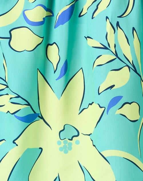 Fashionable Turquoise Floral-Printed Ruffled Women's Tunic for a Feminine Look