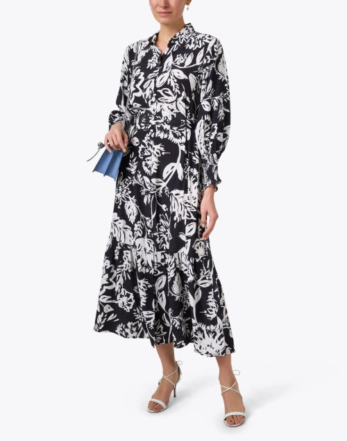 Stylish Indiana Black and White Floral Shirt-style Dress