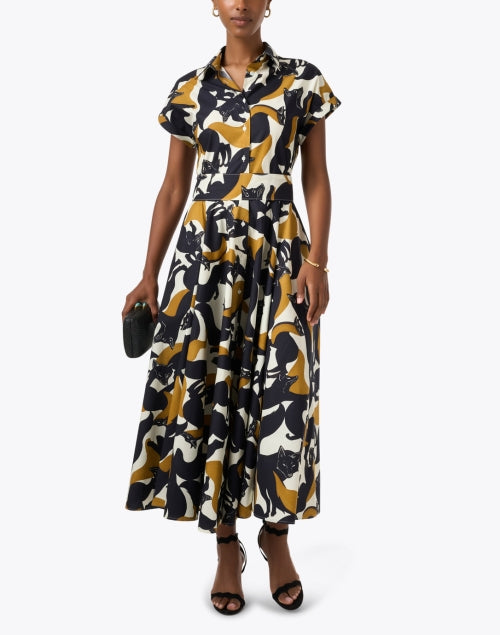 Stylish Sara Roka Danielle Fox Motif A-Line Maxi Dress