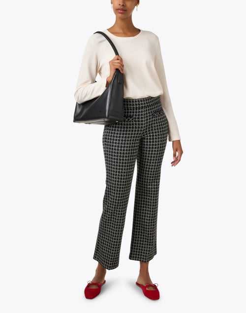 Faith High - Quality Black and White Tweed Women's Straight - Leg Pants