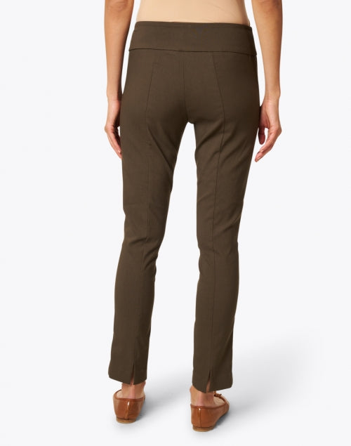 USA-Made Olive Stretch Pull-On Ankle Pants with Elastic Waist