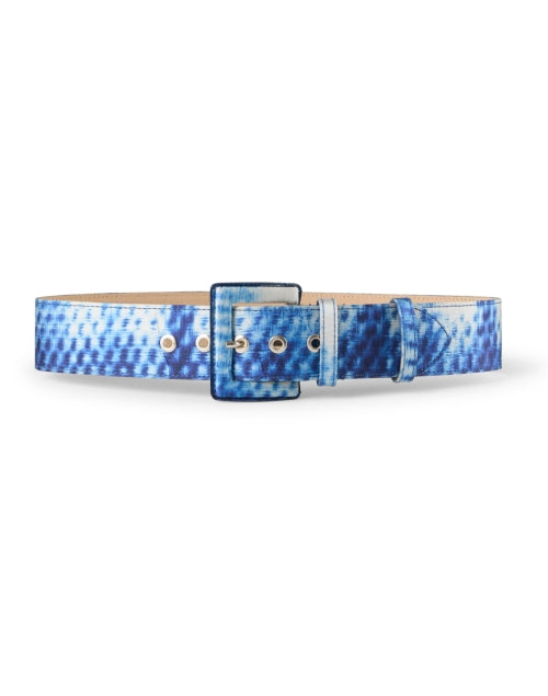 Stylish Oversized Blue Check Print Belt with Large Buckle