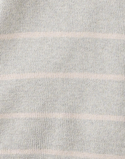 Luxurious Dove Grey Striped Cotton-Silk Blend Knit Zip Jacket