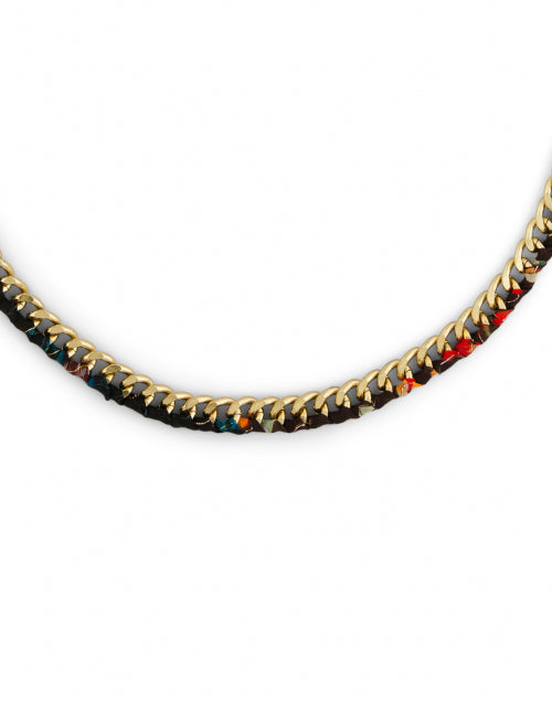Fashionable Curb-Style Floral Printed Chain Necklace for Women