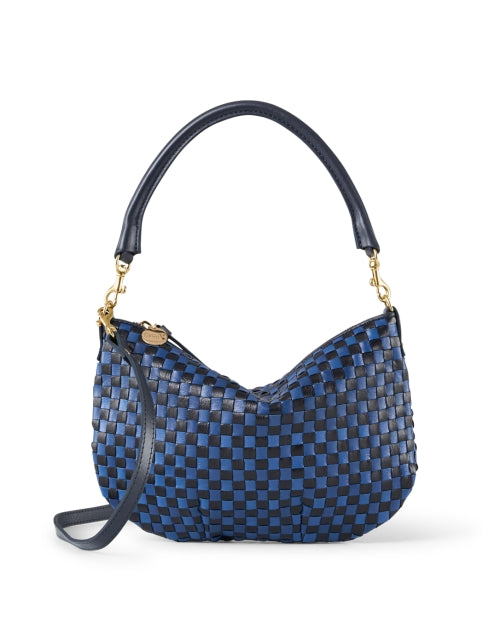 Dark Blue Woven Leather Petit Moyen Messenger Bag for Effortless Style