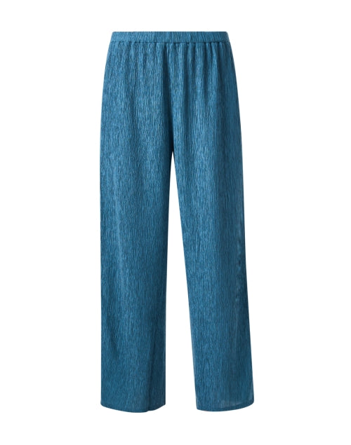 Stylish Cascade Blue Plisse Relaxed-Fit Wide Leg Pants