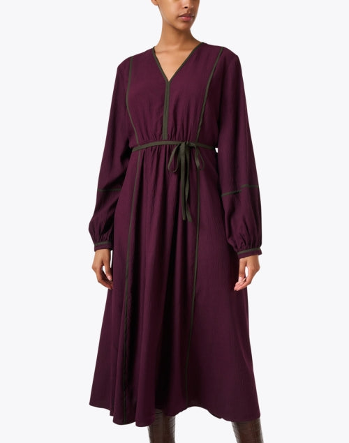 Stylish Burgundy Panel - Designed Women's Midi Dress