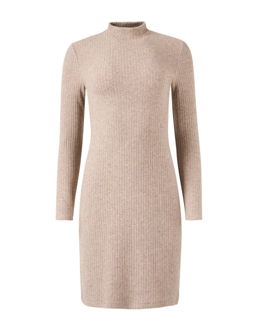 Elegant Beige Ribbed Knit Sheath Dress for All Occasions