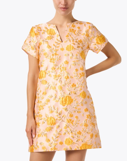 Abbey Glass Lulu Luxurious Jacquard Mini Peach Dress