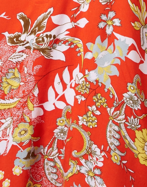 Stylish Lightweight Orange Dress with Intricate Floral Print