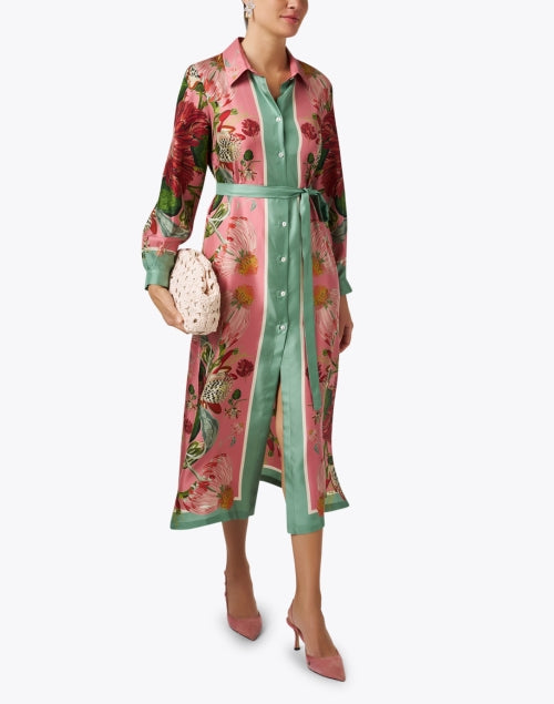 Stylish Multi Floral Silk Women's Shirt Dress for New Season