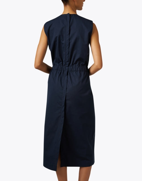 Stylish Navy Cotton Sleeveless Midi Dress for Versatile Wear