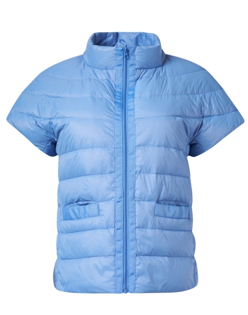 Stylish Blue Palm Beach Cropped Puffer Jacket for Chilly Days