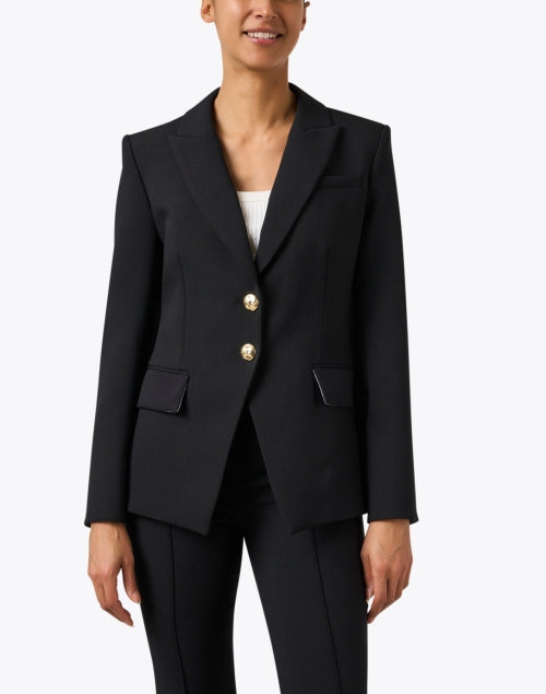 Feminine Black Izara Dickey Jacket with Gold Button Decoration