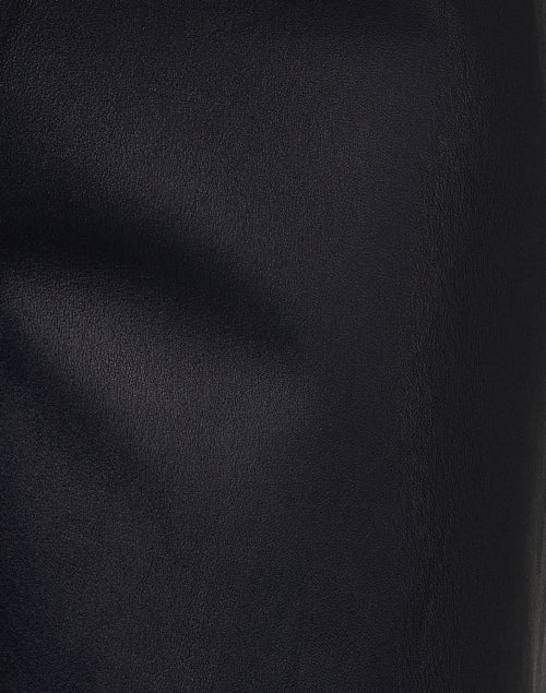 Navy Blue Stretchable Nappa Lamb Leather Straight - Leg Pants