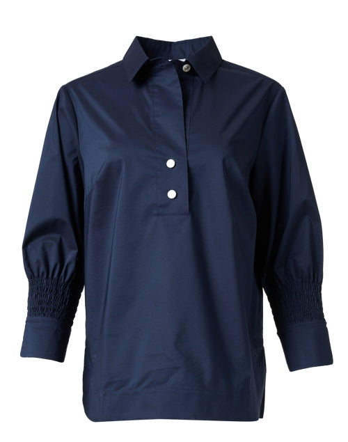 Stylish Navy Stretch Cotton Morgan Shirt by Hinson Wu