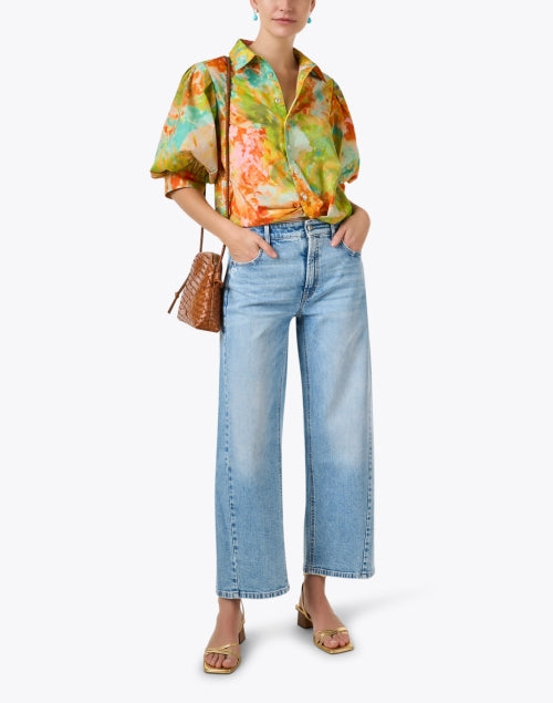 Stylish Multi - Print Bomba Elbow - Length Sleeve Top