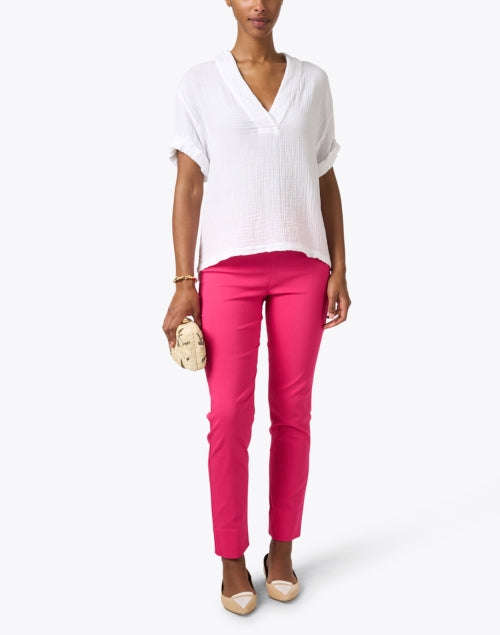 Equestrian's Stylish Fuchsia Mid - Rise Stretch Pull - On Pants
