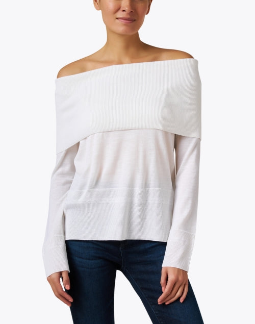Max Mara Leisure Tiglio Off - The - Shoulder Lightweight White Wool Sweater for Women