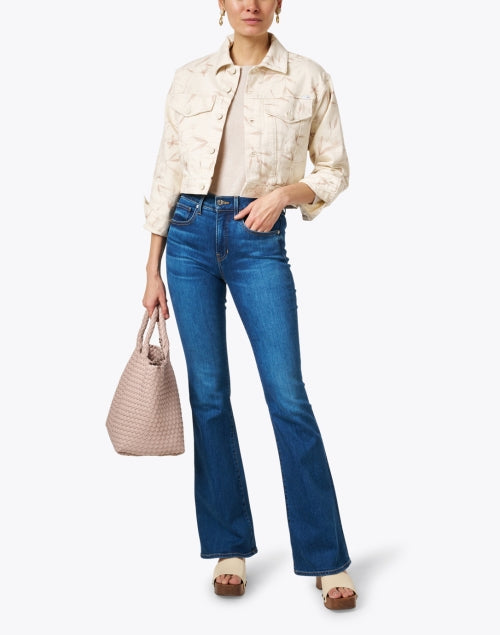 Miral Women's White-Printed Cropped Denim Jacket - A Fashionable Classic