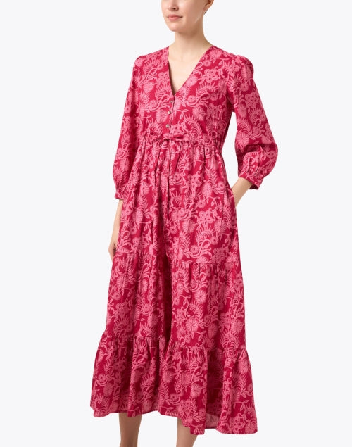 Banjanan's Feminine Castor Dress with Stunning Pink Artistic Print