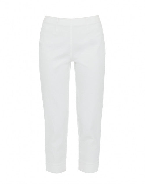 Audrey Women's White Stretchable Cotton Capri Pants for Classic Style