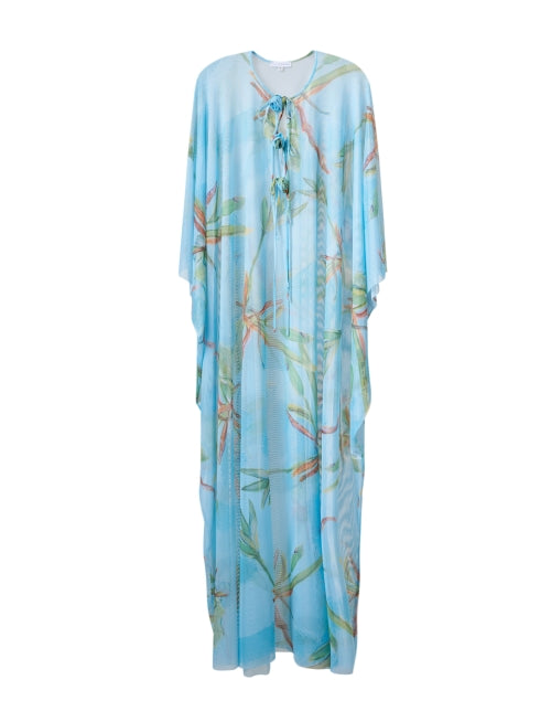Mariella Sheer Blue Kaftan with Exquisite Bamboo Print