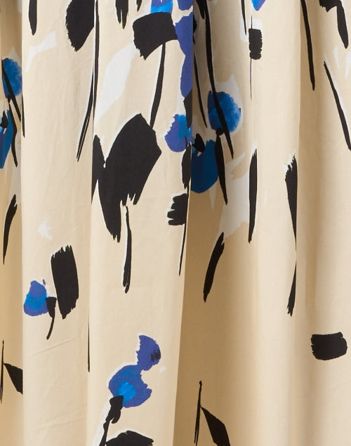 Stylish Etrelle Blue and Cream Printed Cotton Women's Shirt Dress