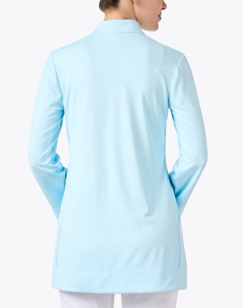 Chris Blue Breathable Nylon Tunic Top for a Polished Look