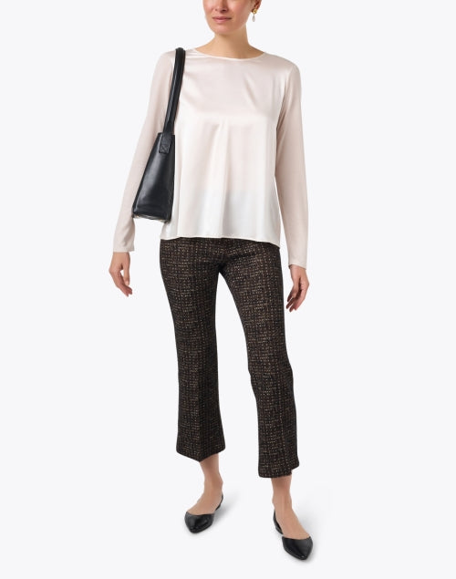 Luxurious Ivory Jersey Top with Satin Front Panel for All Occasions