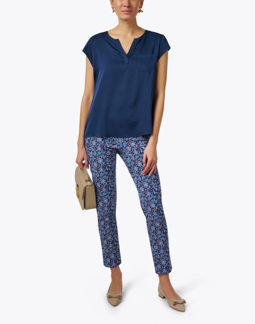 Navy Luxury Silk - Blend Relaxed - Fit Blouse