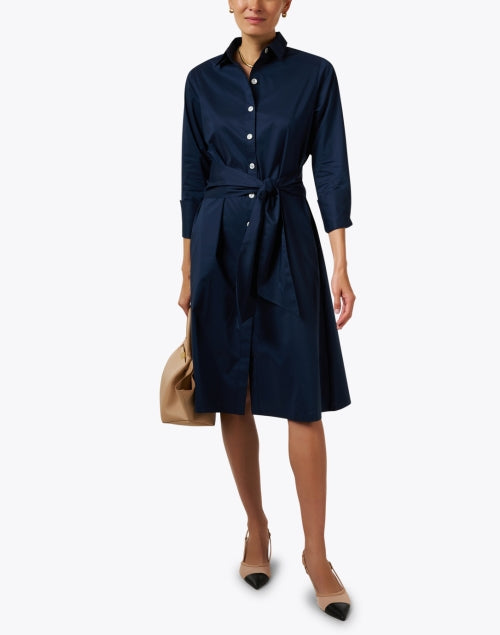 Stylish Navy Tamron Cotton Shirt Dress by Hinson Wu