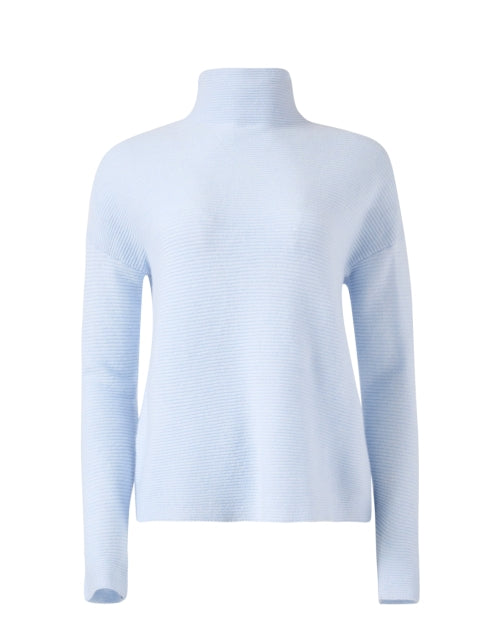 Stylish Celeste Light Blue 100% Cashmere Funnel - Neck Sweater