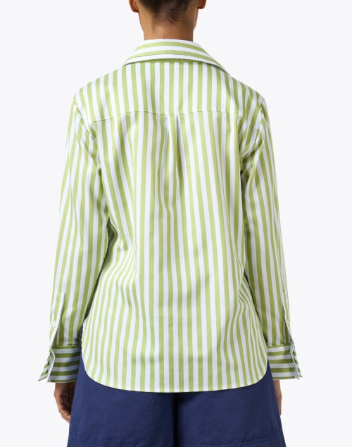 Stylish Green and White Striped 100% Cotton Margot Top for Sunny Days
