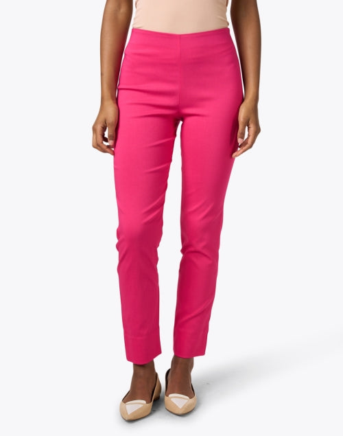Equestrian's Stylish Fuchsia Mid - Rise Stretch Pull - On Pants